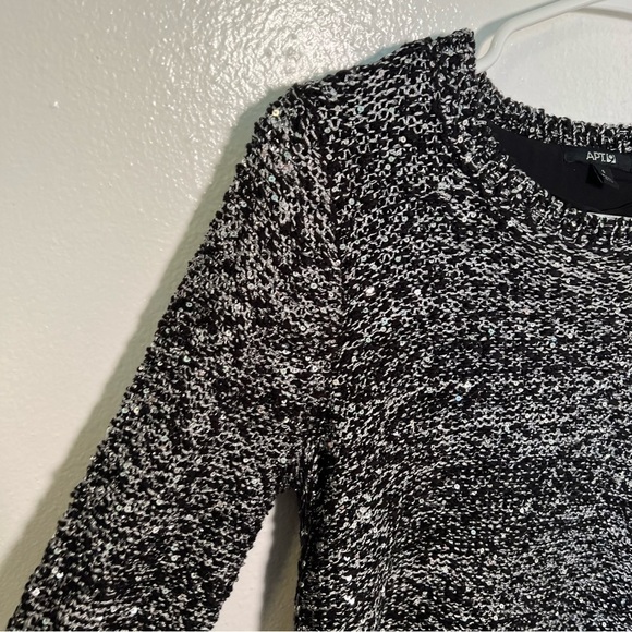 Apt. 9 Asymmetrical Crewneck Sequin Sweater Black Gray - Picture 6 of 14